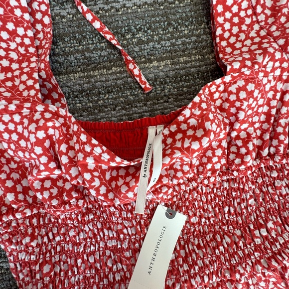 By Anthropologie | Puff-Sleeve Smocked Poplin Midi Dress NWT - Picture 7 of 8